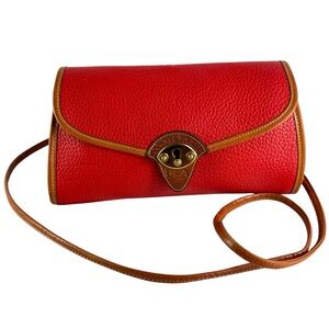 DOONEY AND BOURKE Red Leather Trim Crossbody Shoulder Bag Made in USA